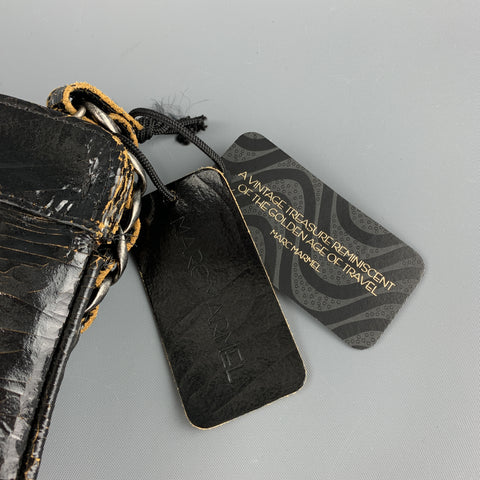 MARC MARMEL Distressed Black Coated Leather Shain Strap Handbag