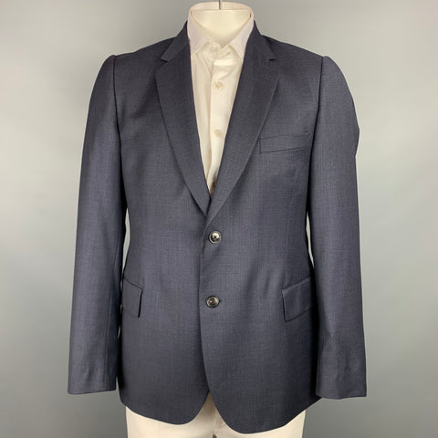 PAUL SMITH Soho Fit Size 44 Regular Navy & Burgundy Grid Wool Notch Lapel Sport Coat