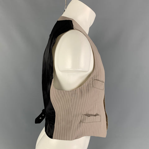 Vintage JEAN PAUL GAULTIER Tamaño 40 Taupe Negro Blanco Rayas Chaleco