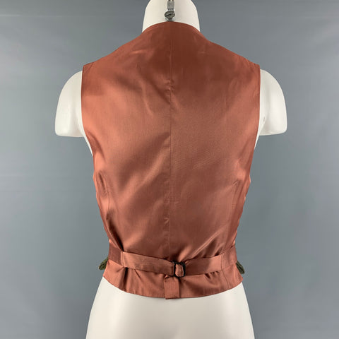 RALPH LAUREN Chaleco tapizado en mezcla de rayón verde y naranja talla 8