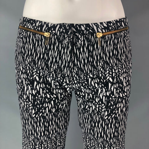 VERSACE COLLECTION Size 4 Black & White Cotton Blend Abstract Casual Pants