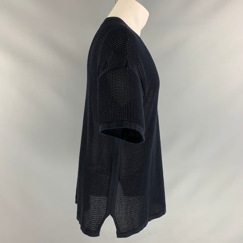 ALLSAINTS Size XS Black Mesh Cotton Crew-Neck T-shirt