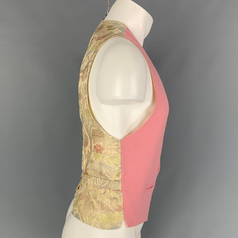 BRENDA KETT Size M Pink Beige Cashmere Buttoned Vest