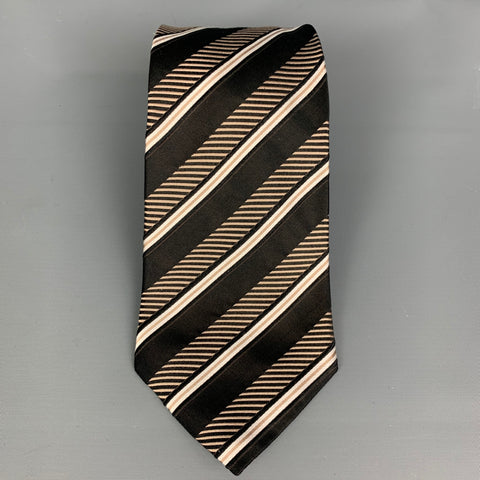 UMBERTO FRASI Brown Stripe Silk Tie