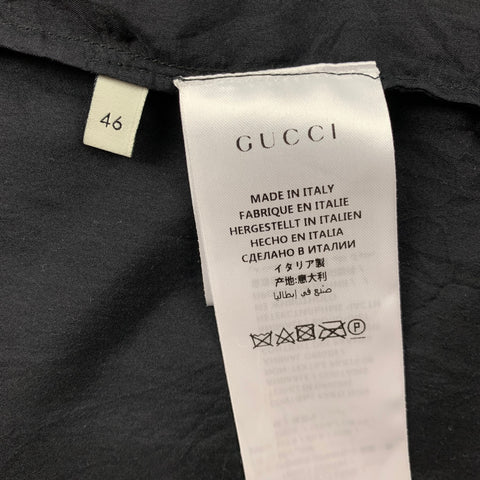 GUCCI Size XS Black Ruffled Silk Elastic Cuffs Long Sleeve Shirt