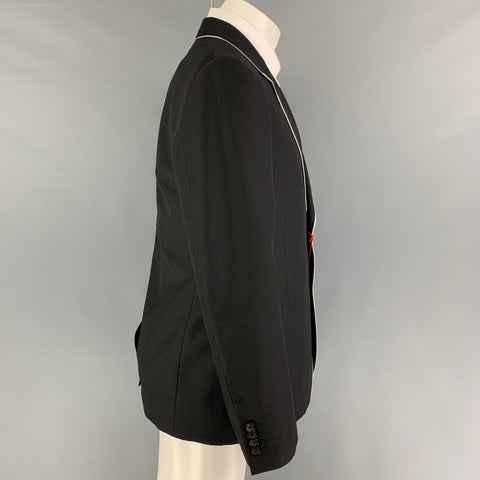 ALEXANDER MCQUEEN Size 40 Black White Stripe Wool Mohair Sport Coat