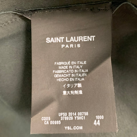 SAINT LAURENT Size 34 Black Leather Western Long Sleeve Shirt