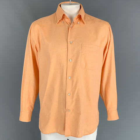 ERMENEGILDO ZEGNA Size M Orange Cotton Button Up Long Sleeve Shirt