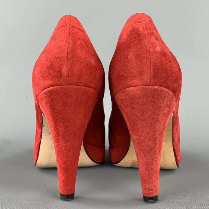 OPENING CEREMONY Size 7 Red Suede Ankle Platform Boots