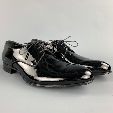 GIORGIO ARMANI Size 13 Black Patent Leather Lace Up Dress Shoes