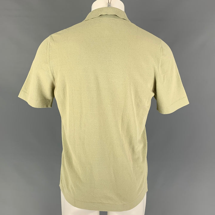 GRAN SASSO Size M Green Olive Viscose Half Zip Polo