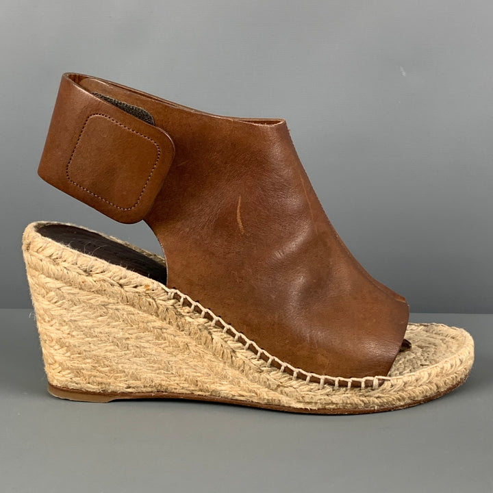 CELINE Sandalias de alpargata de materiales mixtos de cuero natural tostado talla 7