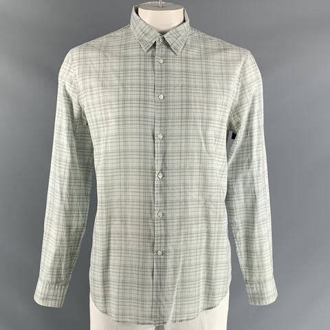 JOHN VARVATOS Size L Grey Plaid Cotton Button Down Long Sleeve Shirt