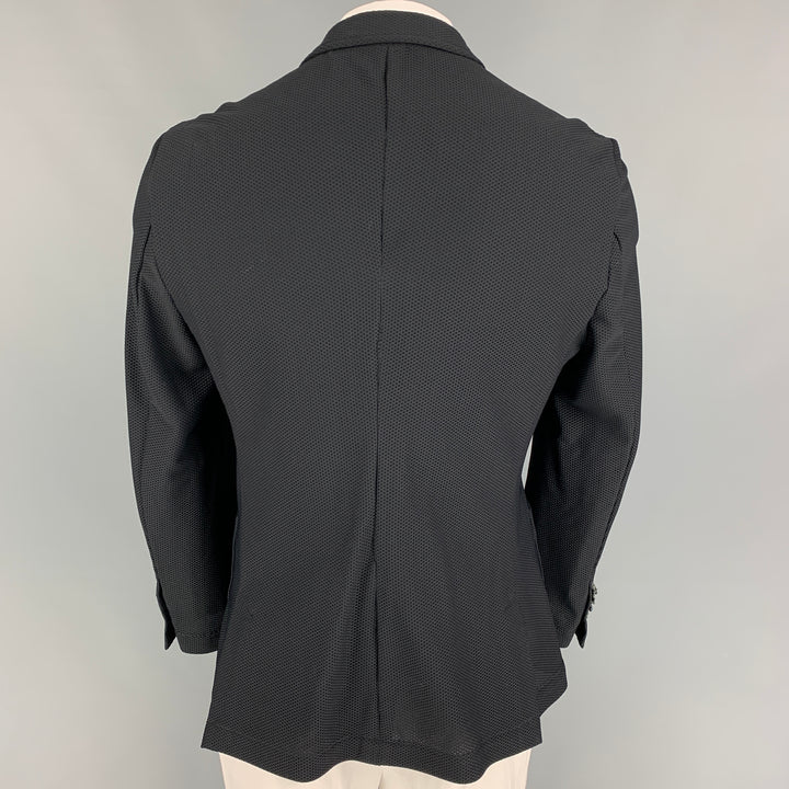 GIORGIO ARMANI Taille 46 Manteau de sport en polyamide tricoté gaufré noir