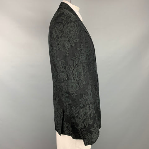 D&G by DOLCE & GABBANA Size 44 Black Lace Notch Lapel Sport Coat