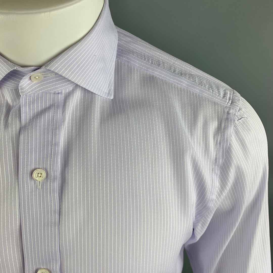TOM FORD Size M Lavender Stripe Cotton Spread Collar Button Up Long Sleeve Shirt