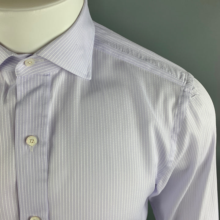 TOM FORD Size M Lavender Stripe Cotton Spread Collar Button Up Long Sleeve Shirt