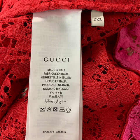 GUCCI Size XXS Red Pink Viscose Color Block Jacket