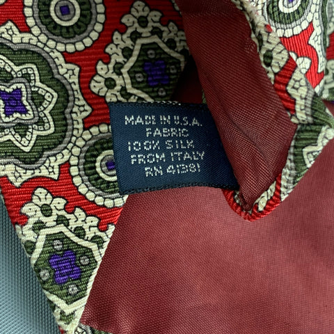 POLO by RALPH LAUREN Corbata de seda roja, crema y verde