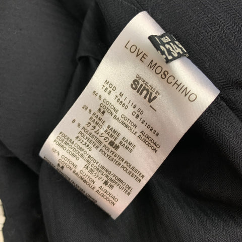 LOVE MOSCHINO Size 40 Black Grey Nailhead Cotton Blend Notch Lapel Suit