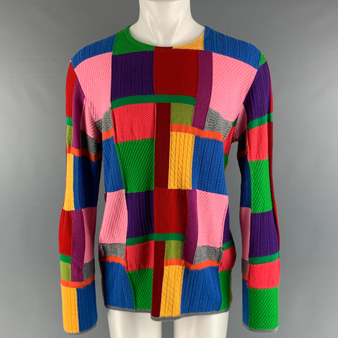 COMME des GARCONS HOMME PLUS Size M Multi-Color Patch Wool Acrylic Sweater
