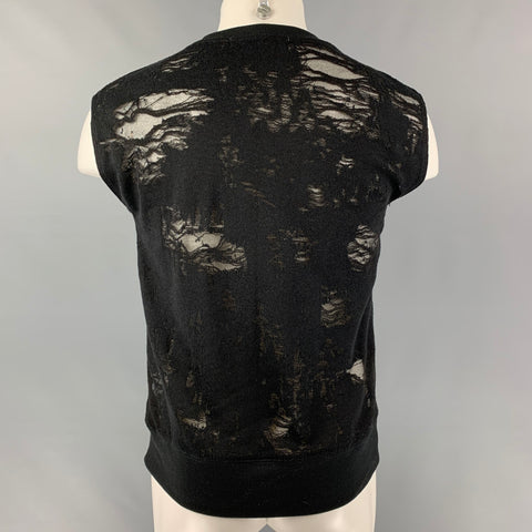 IRO Nuala Size XS Black Distressed Cotton Blend Sleeveless Pullover