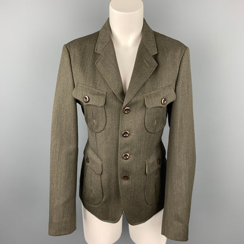 PAUL SMITH COLLECTION M Chaqueta deportiva corta de lana verde oliva con solapa de muesca