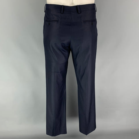 CALVIN KLEIN COLLECTION Size 40 Navy Wool / Silk Notch Lapel Suit