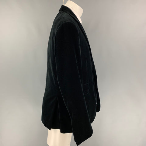 RALPH LAUREN Purple Label Size 38 Black Cotton Velvet Notch Lapel Sport Coat