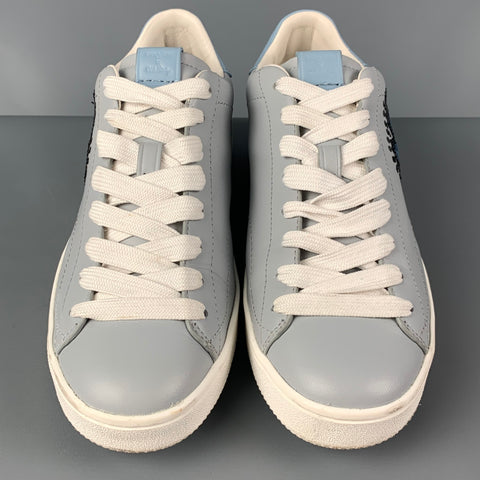 COACH x Keith Haring Size 10 Grey Light Blue Hearts Low Top Sneakers