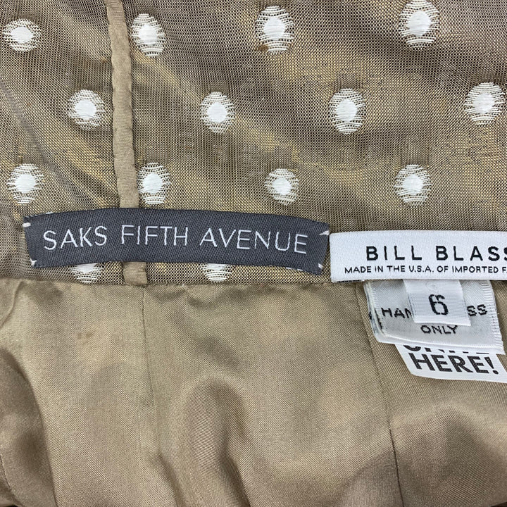 BILL BLASS Size 6 Taupe White Dots Pencil Mid-Calf Skirt