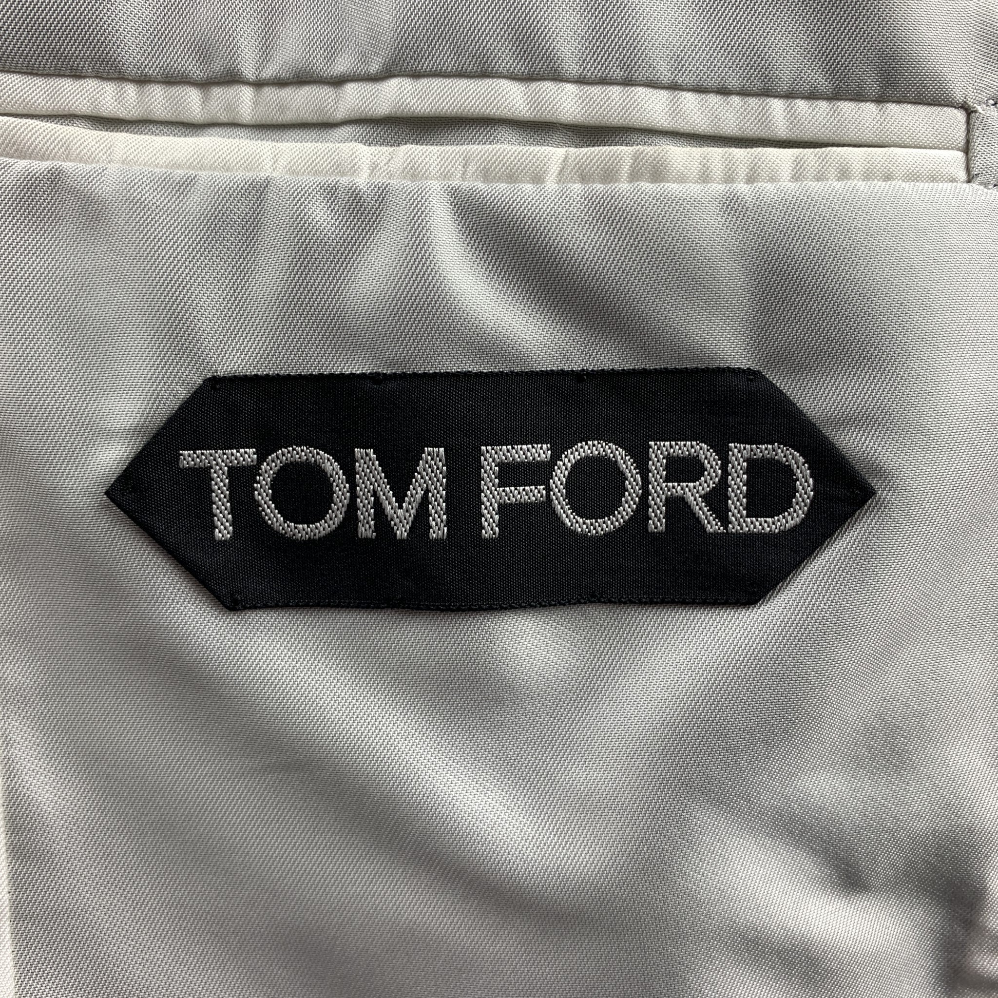 【関税&送料込】Tom Ford Slip Signature SALE NEW TOM FORD TIE BLUE CHECK STRIPE JACQUARD Silk MEN