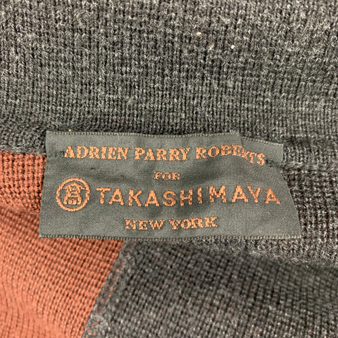 TAKASHIMAYA x ADRIEN PARRY ROBERTS Size L Grey Brick Stripe Wool Acrylic Full Zip Cardigan