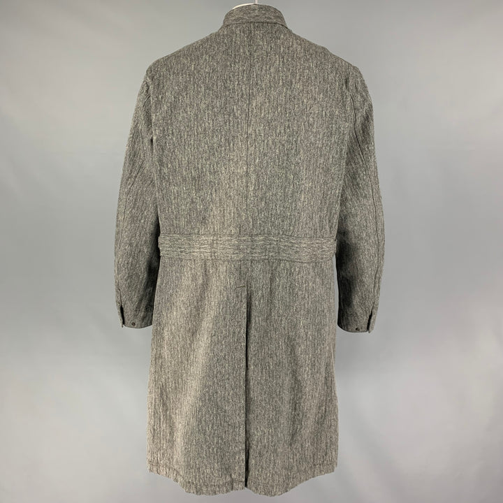 RRL par RALPH LAUREN Taille XL Manteau ceinturé en coton à chevrons gris