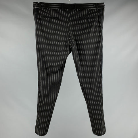 DOLCE & GABBANA Size 36 Black White Stripe Wool Blend Tuxedo Dress Pants