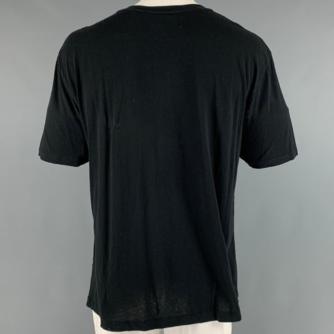 GUCCI Size XXL Black Logo Cotton Crew-Neck T-shirt