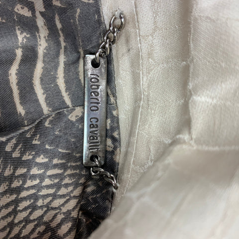 ROBERTO CAVALLI Size 40 Beige Animal Print Silk Notch Lapel Sport Coat