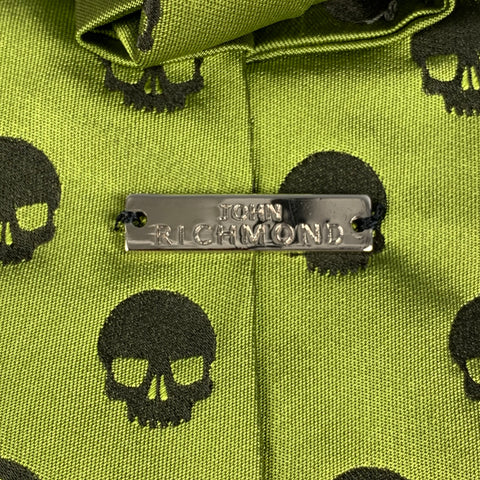 JOHN RICHMOND Green Skull Silk Tie