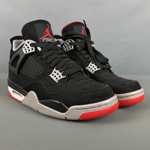 Zapatillas altas de malla con bloques de color negro, gris y rojo talla 6 de NIKE