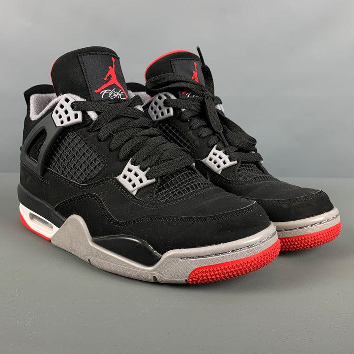 NIKE Size 6 Black Grey & Red Color Block Mesh High Top Sneakers