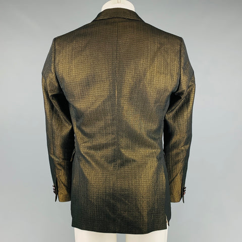 ETRO Size 38 Gold Black Jacquard Polyester Cotton Sport Coat