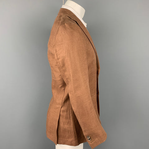 BELLORA Havana Size 38 Brown Linen Notch Lapel Sport Coat