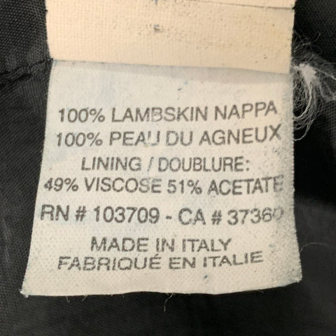 ARMANI COLLEZIONI Size 40 Black Leather Notch Lapel Jacket