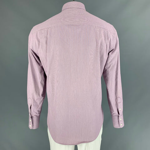 JOHN VARVATOS Size L Lavender Stripe Cotton Button Up Long Sleeve Shirt
