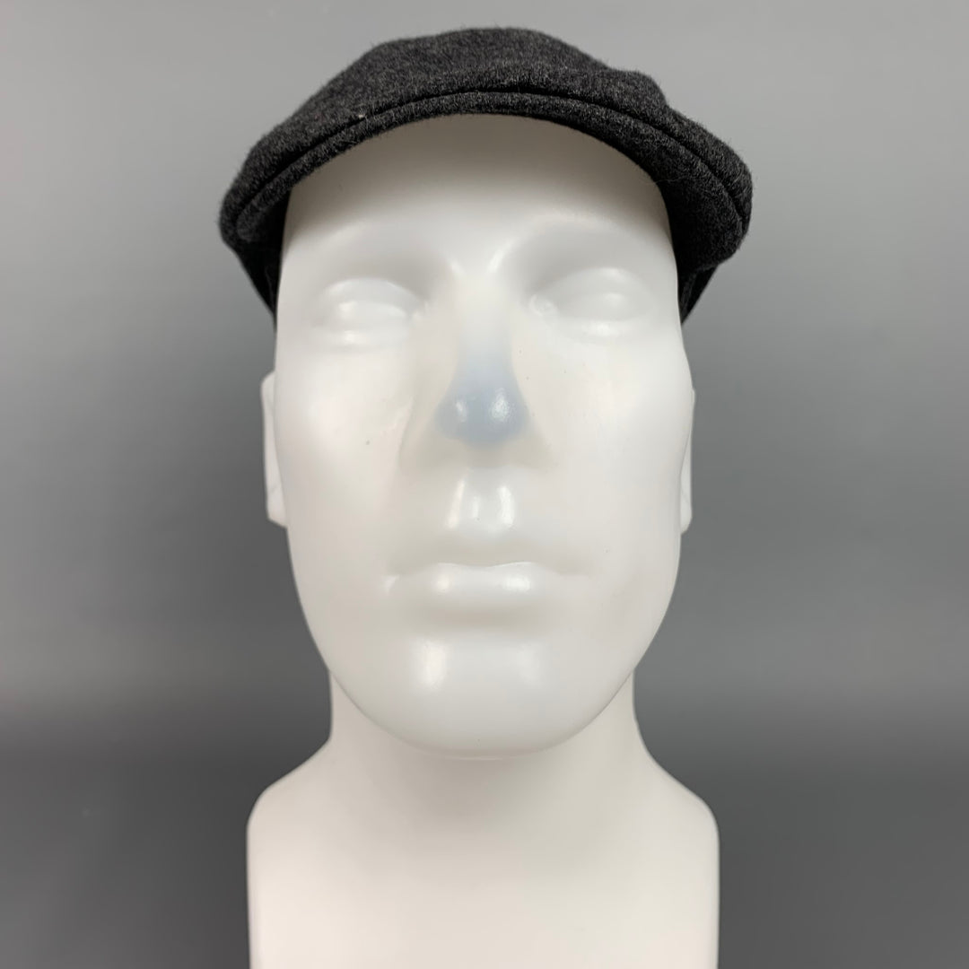 BRUNELLO CUCINELLI Size M Charcoal Wool Leather Newsboy Hat