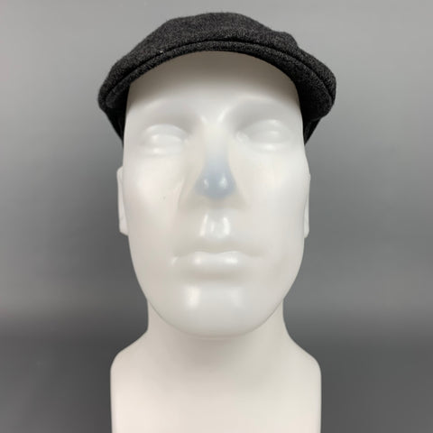 BRUNELLO CUCINELLI Gorro Newsboy de piel y lana color carbón talla M