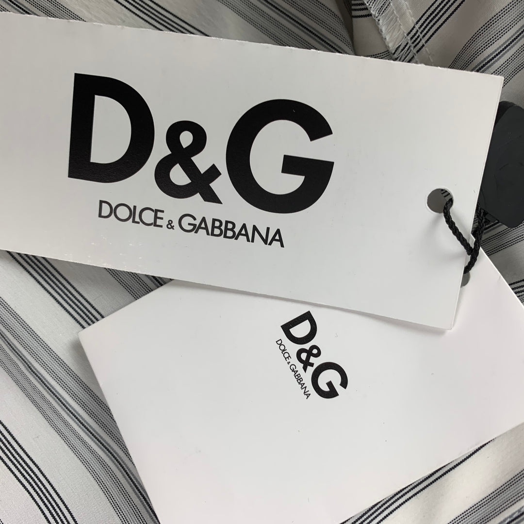 D&amp;G by DOLCE &amp; GABBANA Taille 12 Chemise boutonnée en mélange de coton à rayures noires et blanches
