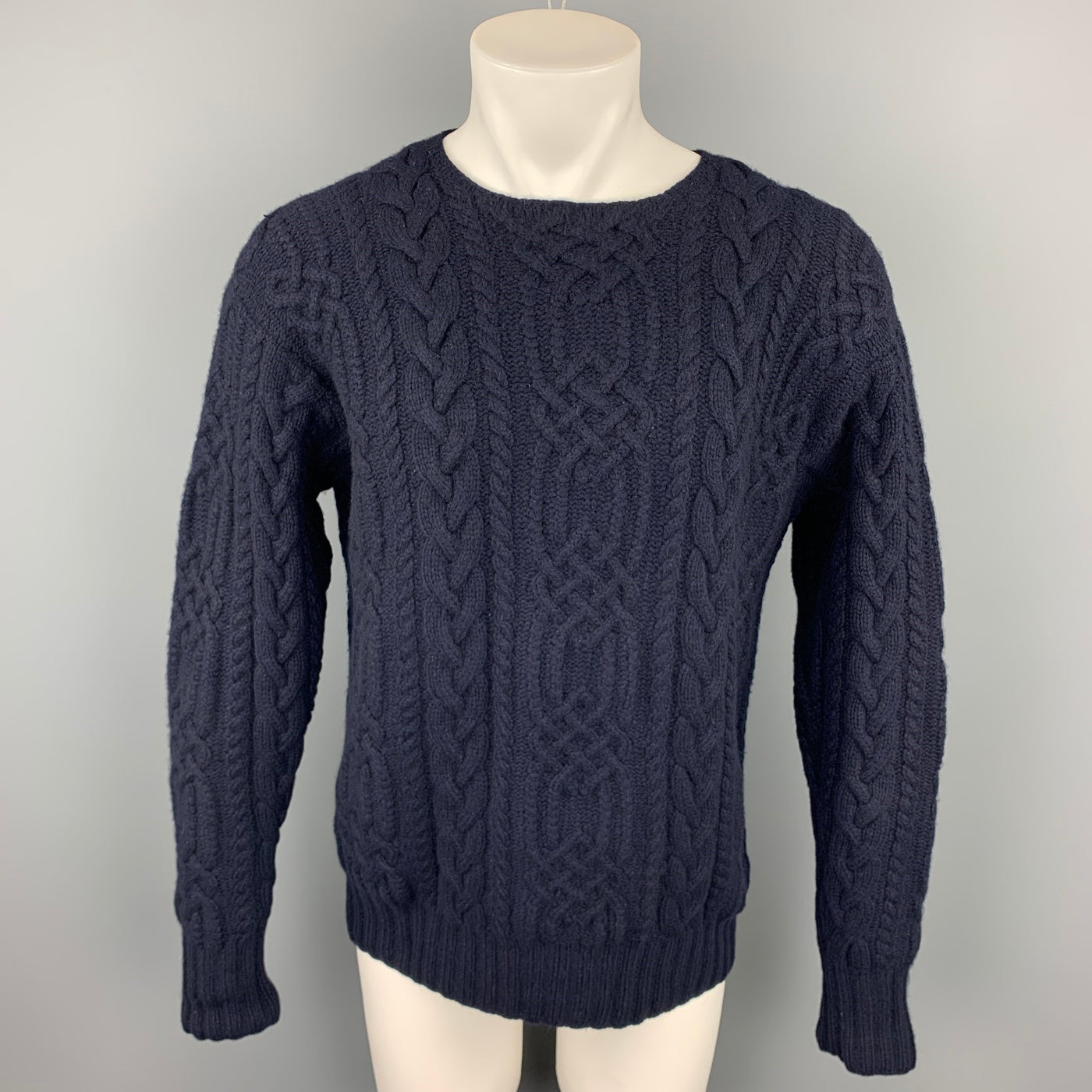 POLO by RALPH LAUREN Size M Navy Hand Knit Cashmere Crew-Neck Sweater