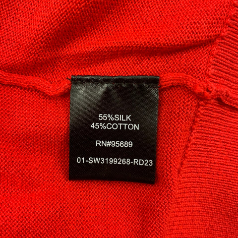 TODD SNYDER Size L Red Silk Cotton Buttoned Cardigan