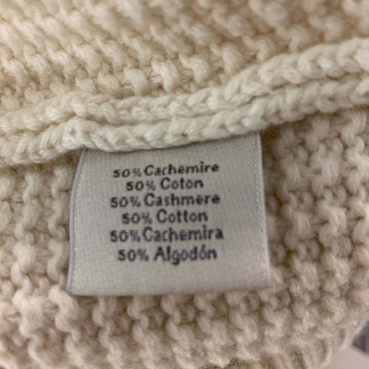 HERMES Size S Cream Knitted Cashmere Cotton Boat Neck Sweater